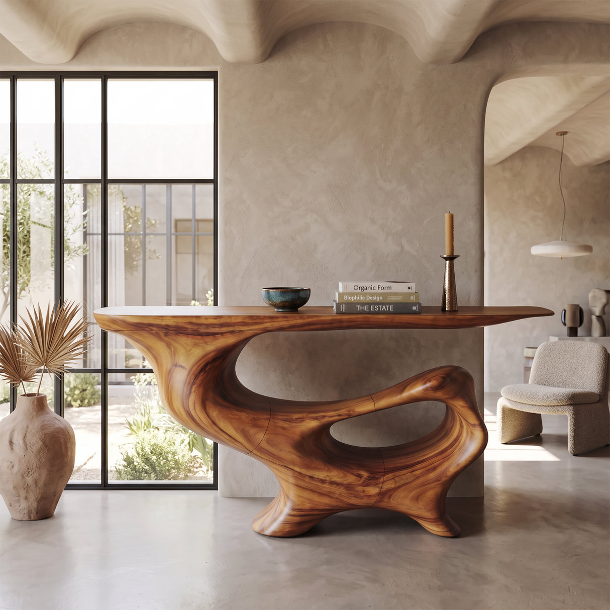 Mid Century Wooden Console Table For Living Room