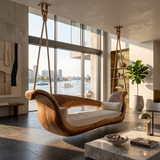 Artistic Sculptural Wooden Swing Bed Coastal Living Collection