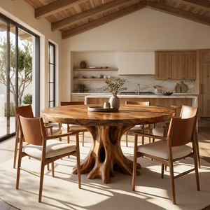 Contemporary Round Dining Table Inspired Tree Pedestal For Luxury Dining