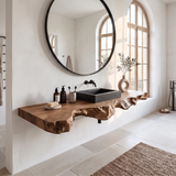 Live Edge Solid Wood Vanity For Rustic Bathroom