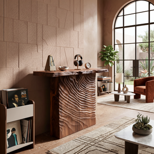 Minimalist Sculpted Base Hall Table For Apartment Interior Space