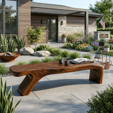 Architectural Bench With Sculpted Z Base For Entryway
