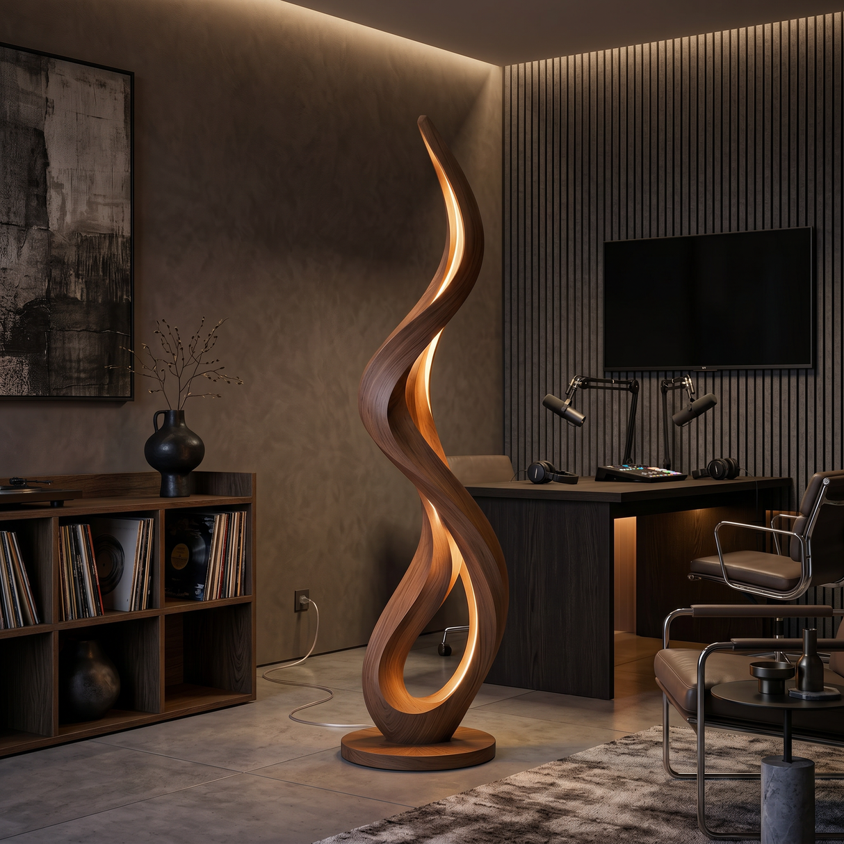 Modern Flowing Flame Floor Lamp For Lounge Area