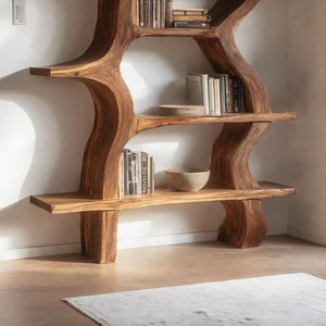 Modern Bookcase With Curved Open Shelf For Living Room
