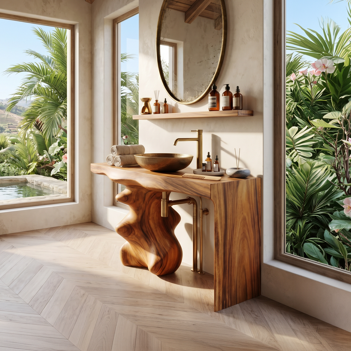 Mid Century Vanity For Organic Bathroom Interiors
