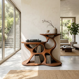 Modern Record Player Cabinet Sculptural Design For Living Room