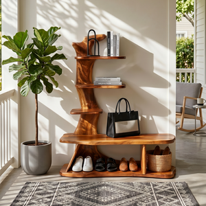 Rustic Shoe Storage Rack For Farmhouse Mudroom Entryway Corner