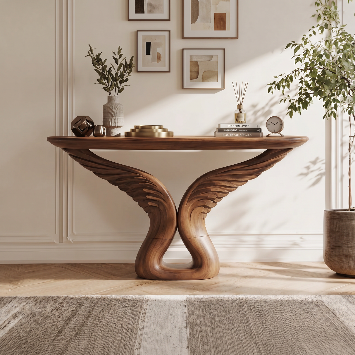 Organic Arch Base Console Table Contemporary Hallway