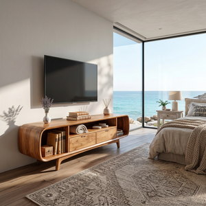 Rustic Walnut TV Cabinet For Lakeside Cabin Retreat