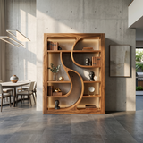 Luxury Wooden Bookshelf Featuring Ambient LED Shelving