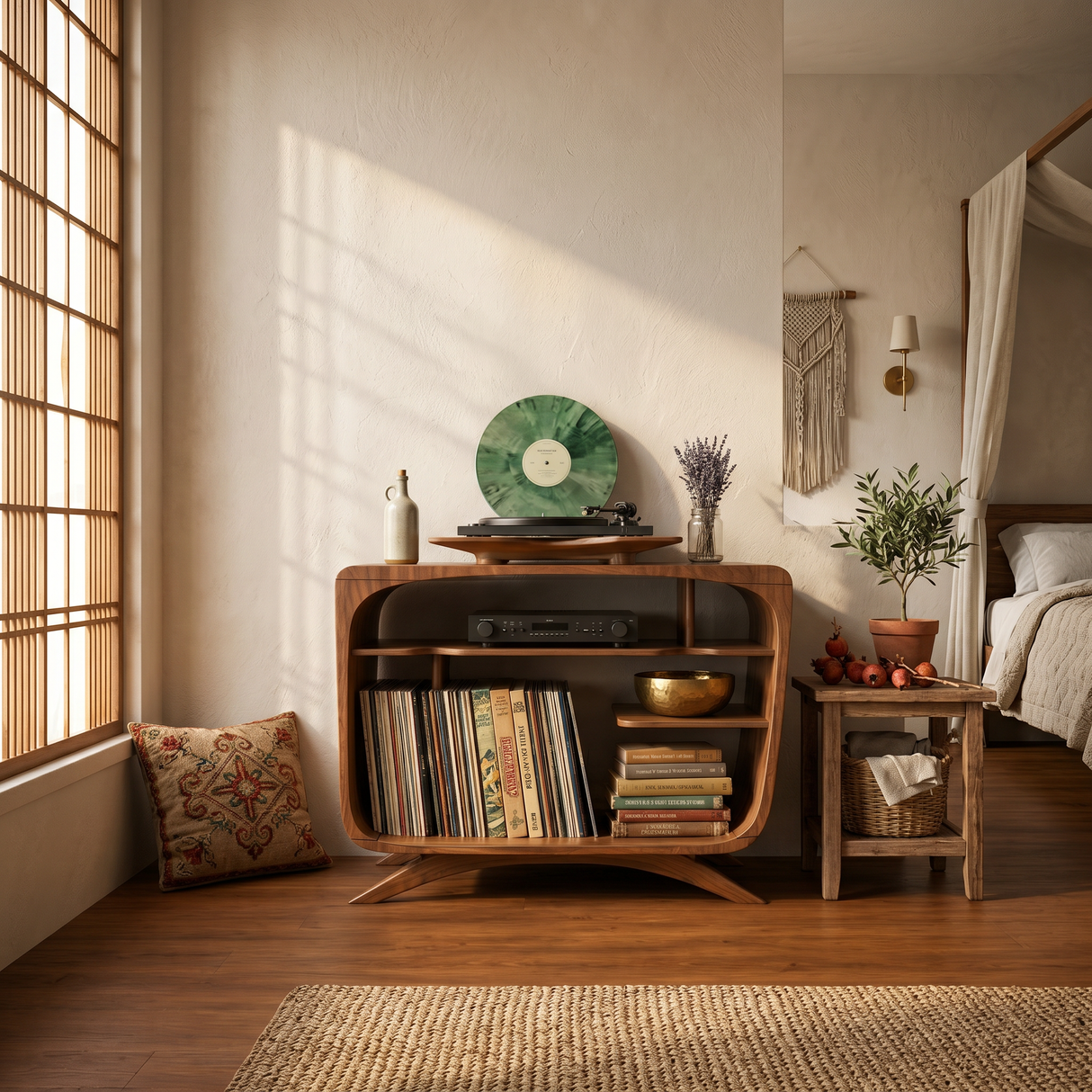 Mid Century Record Player Stand For Lounge Corner Space