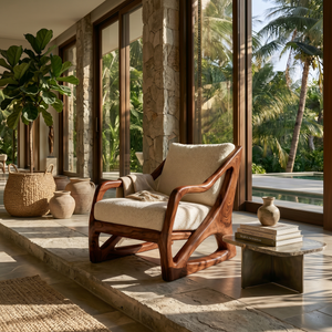 Modern Organic Wooden Armchair Luxury Living Space