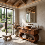 Minimalist Organic Vanity With Open Shelf For Interior