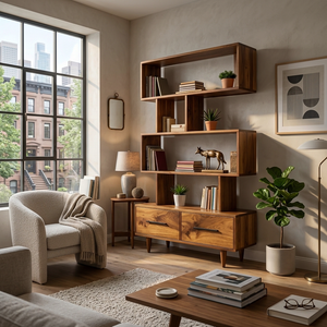 Minimal Natural Wood Bookshelf With Tiers For Home Decor