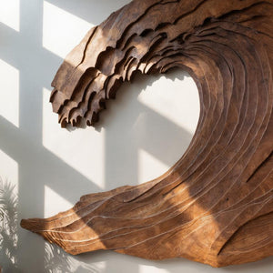 Organic Carved Wave Wall Art Above Sofa For Living Room