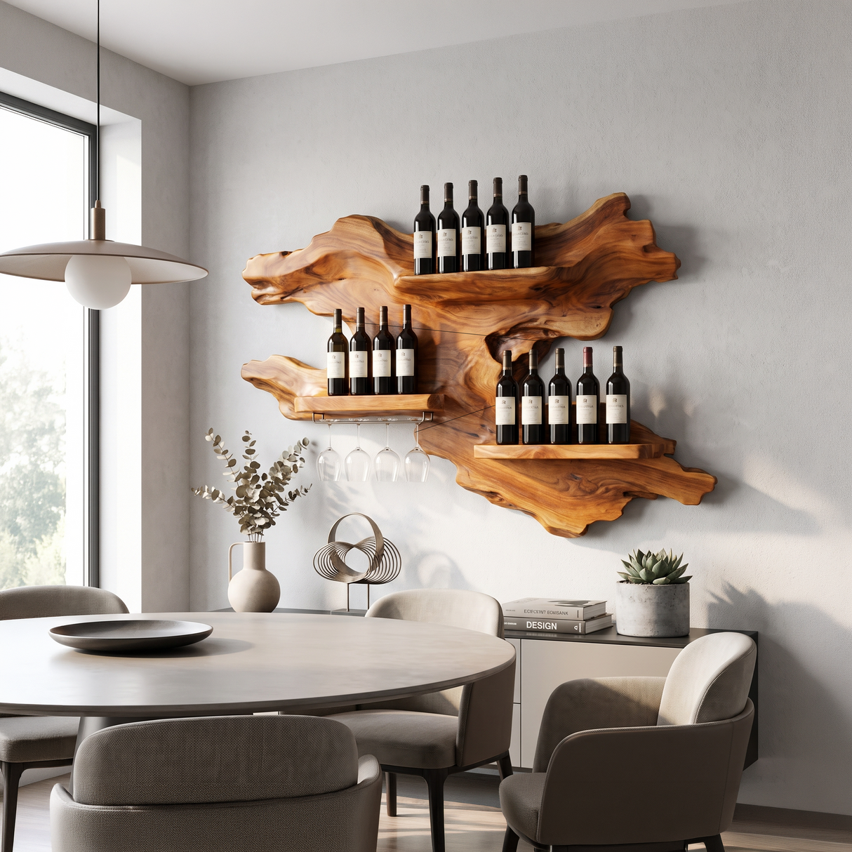Farmhouse Wooden Wine Rack For Home Bar