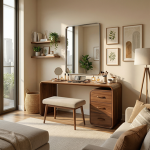 Japandi Vanity Table Walk In Closet Makeup Area Dressing Space