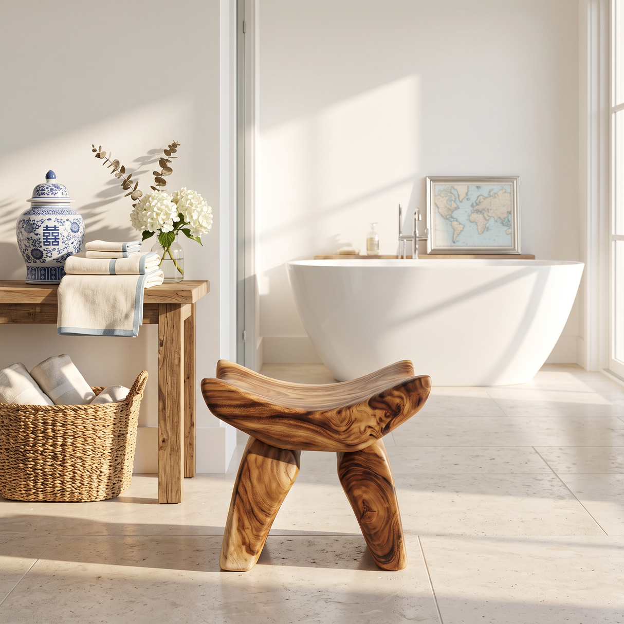 Handcrafted Shower Bench For Spa-Style Bathroom Decor