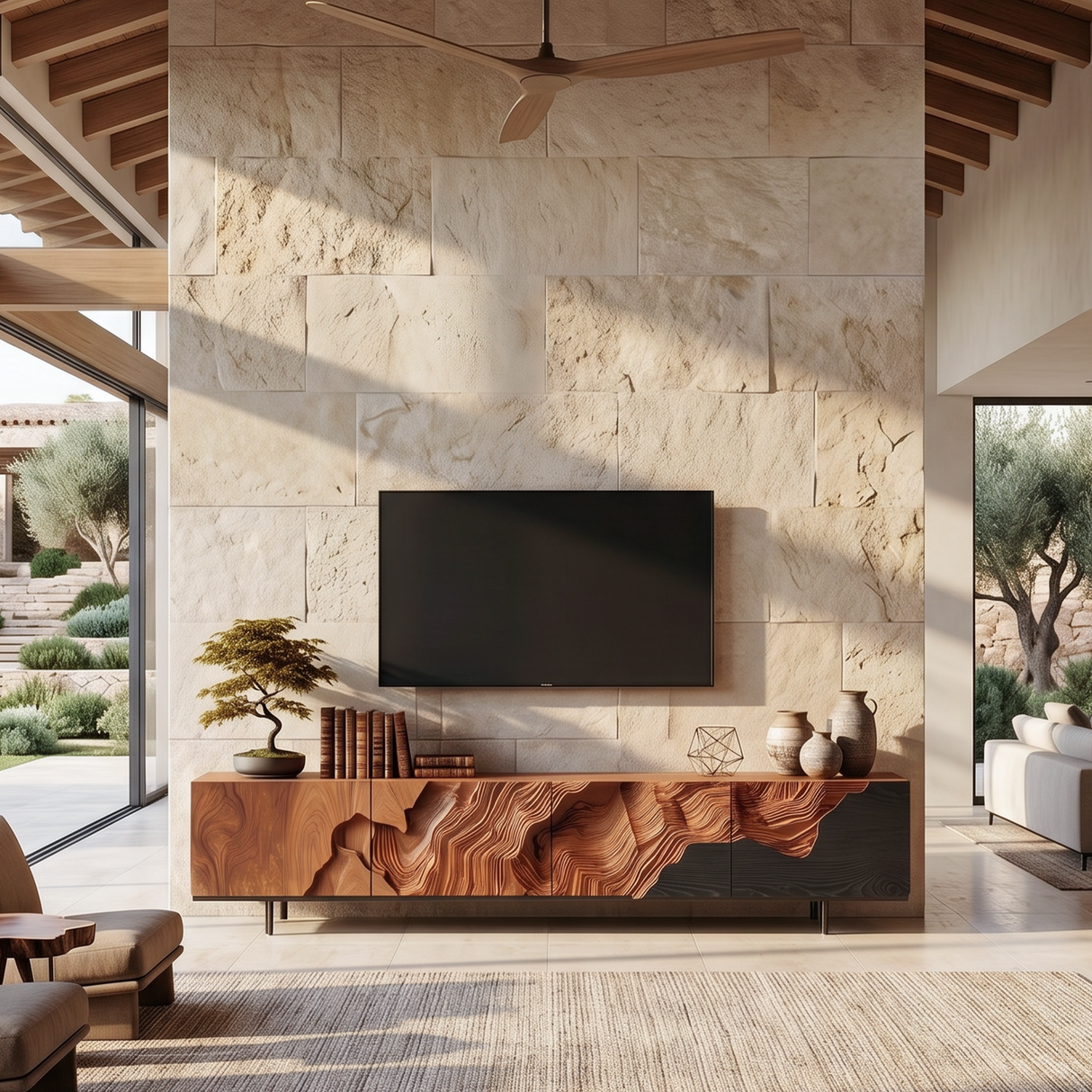 Rustic TV Console Stand For Living Room Design