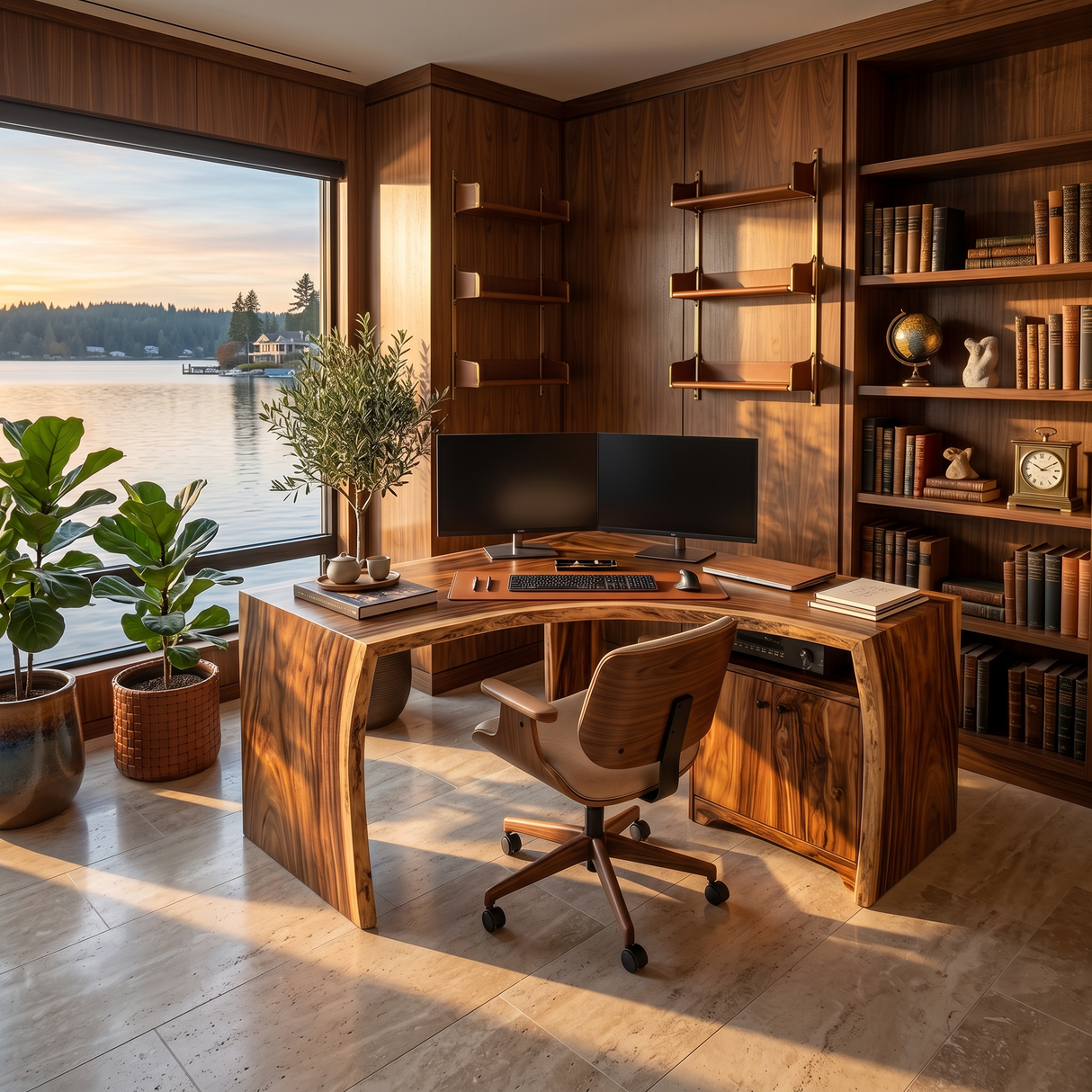 Modern Corner Desk With Cabinet Storage For Home Office