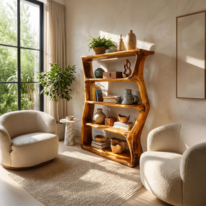 Contemporary Sculptural Bookcase Storage Organizer For Bedroom Space