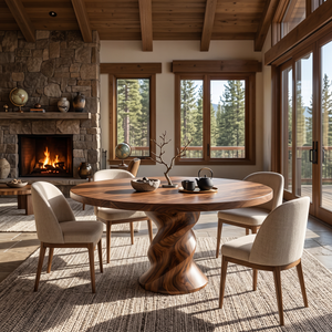 Organic Dining Table With Helix Base For Designer Dining Space