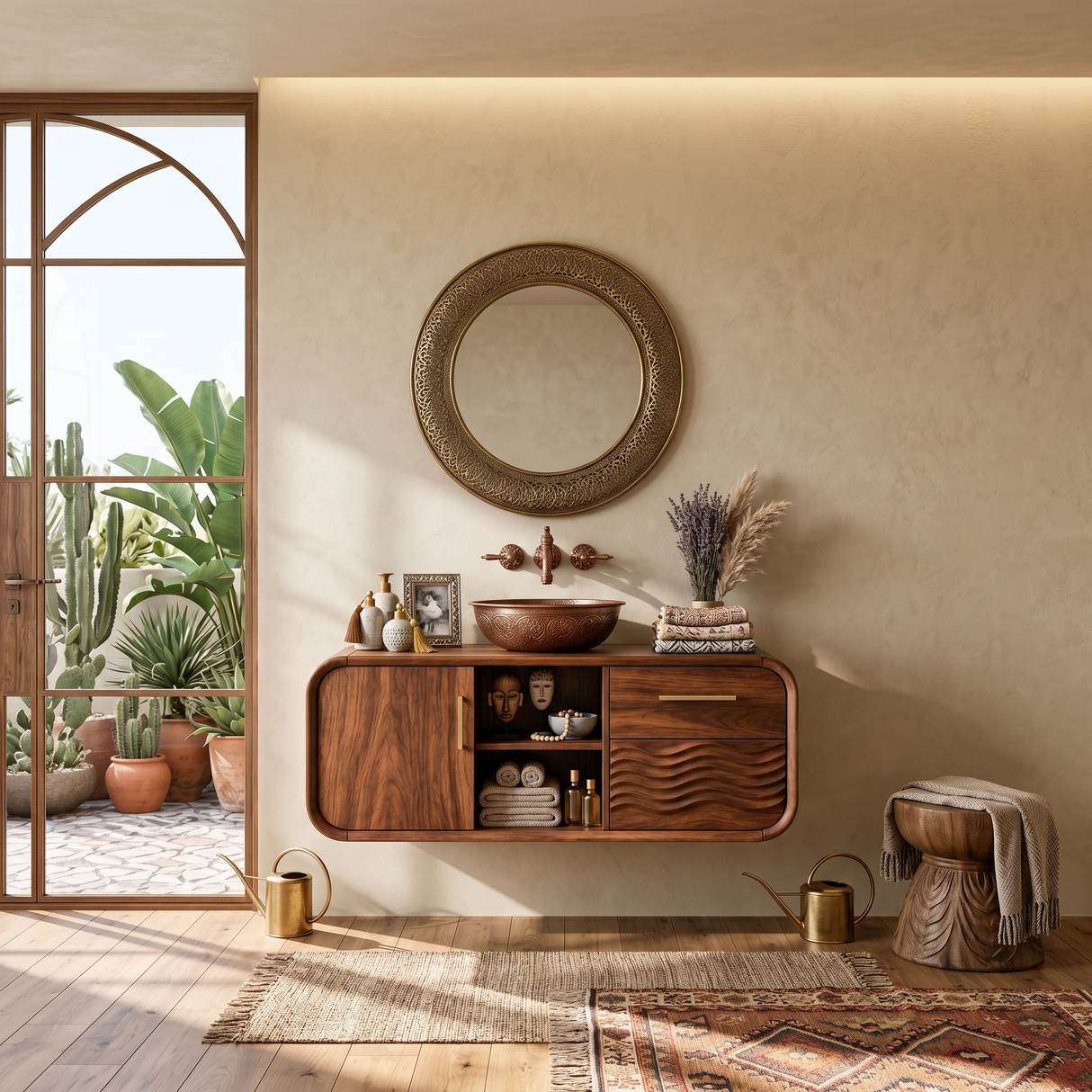 Mid Century Floating Vanity With Storage For Bathroom