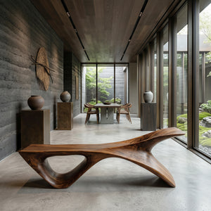Organic Modern Sculptural Bench For Entryway
