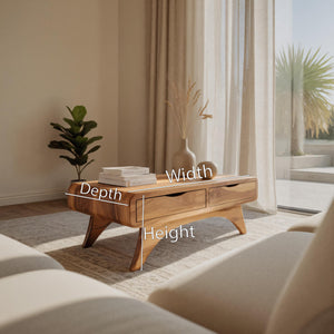 Handcrafted Coffee Table With Drawers For Living Room