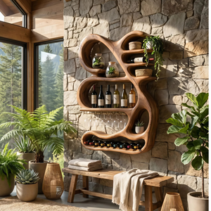 Organic Sculptural Wine Display Rack For Home Bar