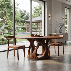 Modern Sculptural Leg Round Dining Table For Breakfast Nook