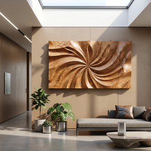 Modern Wood Wall Art With Swirl Relief For Sunroom