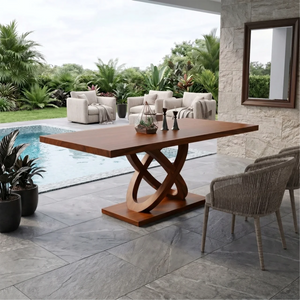 Light Wood Gathering Table For Tropical Dining Room
