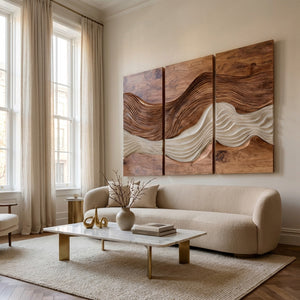 Modern Abstract Wood Panel Wall Art Set For Home Decor