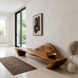 Contemporary Sculptural Bench With Raised Backrest For Entryway