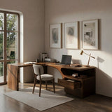 Minimalist Natural Wood L-Shaped Desk For Study Room