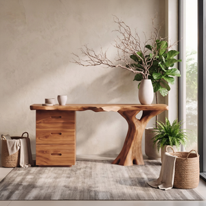 Rustic Solid Wood Dressing Table For Bedroom Cozy Vintage Decor