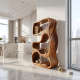 Minimalist Wooden Bookshelf Featuring Curved Side Panels