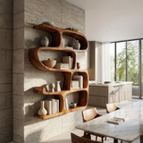 Modern Curved Bookshelf Entryway Storage Display