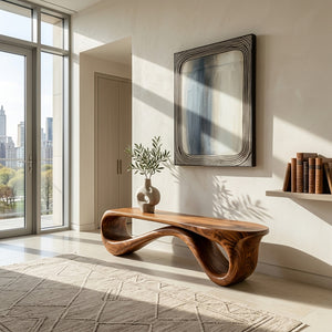 Contemporary Natural Wood Bench For Home Entry Decor