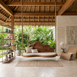 Contemporary Organic Back Indoor Swing Resort Lounge Interior