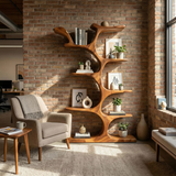 Mid Century Sculptural Bookcase Storage Organizer For Bedroom Space