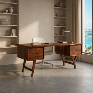 Mid Century Executive Desk Modern Workspace