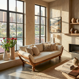 Sculptural Natural Wood Sofa For Living Room