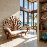 Contemporary Coral Branch Carved Bench For Sunroom Interior Area