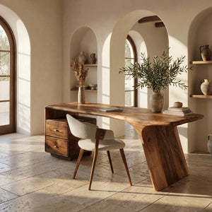 Modern Wooden Desk With Drawers For Workspace