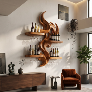 Mid Century Floating Wine Rack For Kitchen