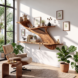 Handcrafted Natural Wood Shelving Unit For Home Library Storage