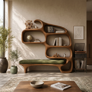 Modern Sculptural Bookshelf For Stylish Reading Space