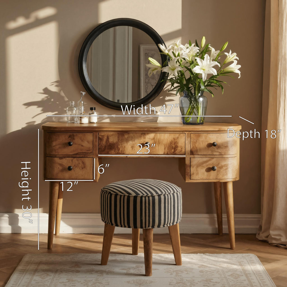 Handmade Vanity Table With Drawers For Bedroom